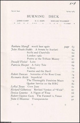 Burning Deck. Second Issue, Spring 1963. (See picture for contributors list). Published by Burning Deck 1963.