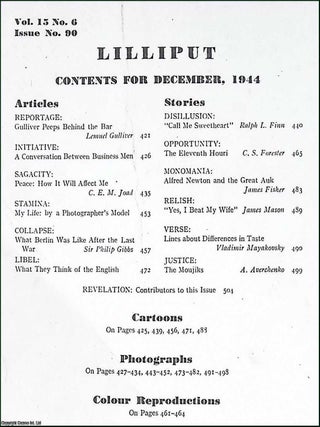 Lilliput Magazine. December 1944. Vol.15 no.6 Issue no.90. C.S.Forester story, C.E.M.Joad article, James Fisher story, and other pieces.