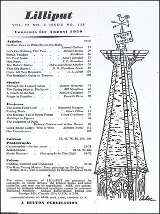 Lilliput Magazine. August 1950. Vol.27 no.2 Issue no.158. D.B. Wyndham Lewis article, Bill Naughton story, James Fitton feature, and other pieces.