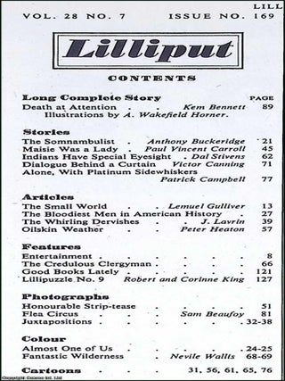 Lilliput Magazine. June-July 1951. Vol.28 no.7 Issue no.169. Ronald Searle colour drawing, Anthony Buckeridge story, Kem Bennett story, and other pieces.