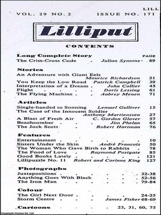 Lilliput Magazine. August-September 1951. Vol.29 no.2 Issue no.171. Doris Lessing story, Edward Ardizzone illustrations, Julian Symons story, and other pieces.
