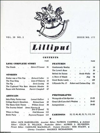 Lilliput Magazine. February-March 1952. Vol.30 no.2 Issue no.177. Ronald Searle drawings, Ronald Searle rum advert, Liam O'Flaherty story, Doris Lessing story, and other pieces.
