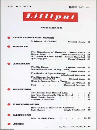 Lilliput Magazine. April 1954. Vol.34 no.4 Issue no.202. Frank Bellamy drawings, Gerald Durrell story, Hugh Macintosh photographs, and other pieces.