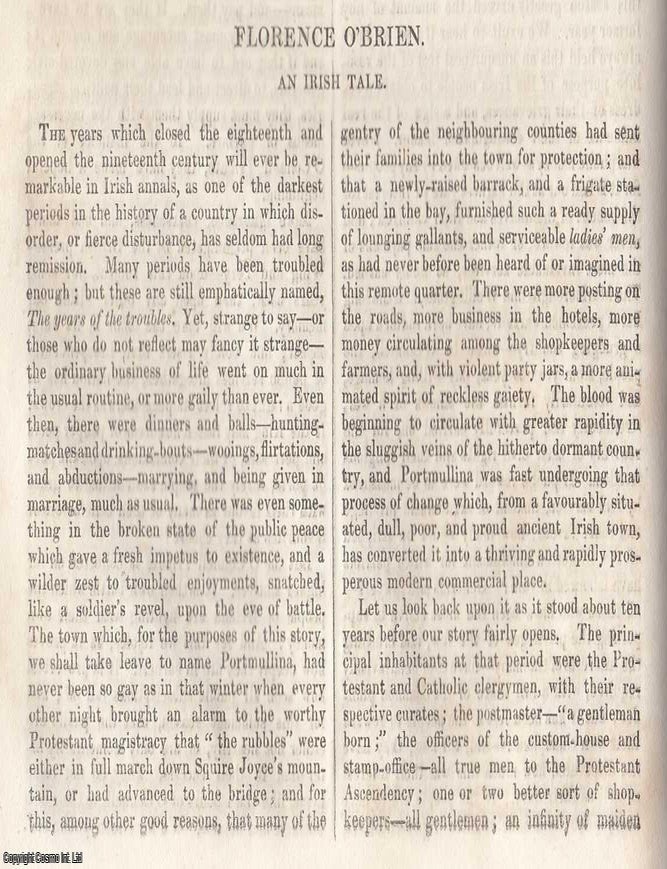 Item #361305 Florence O'Brien: An Irish Tale (Part 1). 13 pages. An article printed in 1836,...
