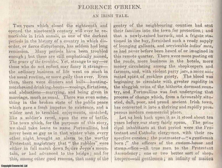 Item #361305 Florence O'Brien: An Irish Tale (Part 1). 13 pages. An article printed in 1836,...