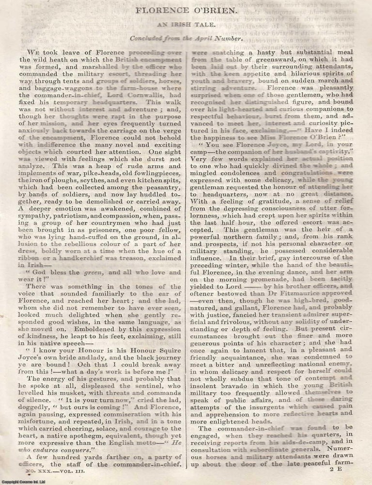Item #361329 Florence O'Brien: An Irish Tale (Part 4, concluded.) 22 pages. An article...