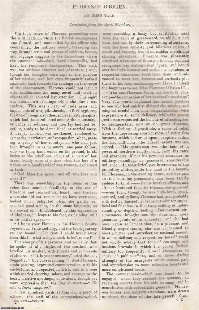 Item #361329 Florence O'Brien: An Irish Tale (Part 4, concluded.) 22 pages. An article...