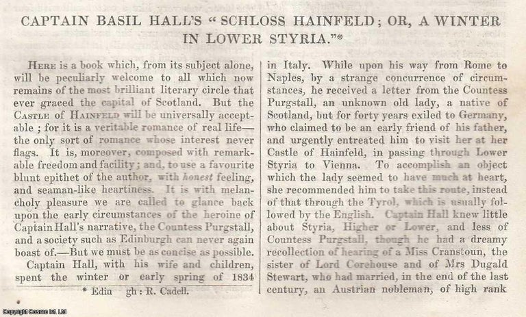 Item #361336 Captain Basil Hall's Schloss Hainfeld; or, A Winter in Low Styria. 10 pages. An...