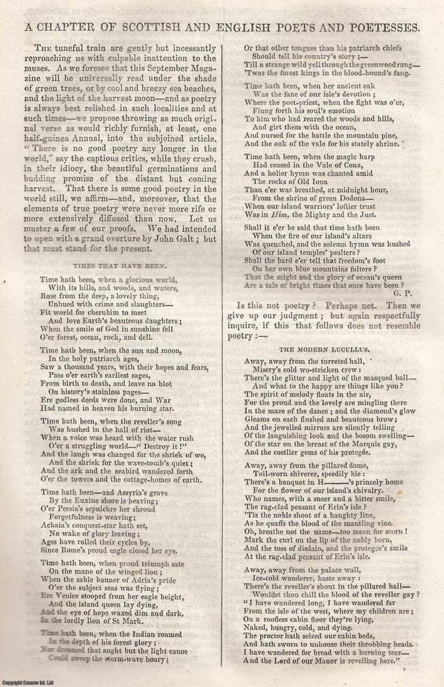 Item #361342 A Chapter of Scottish and English Poets and Poetesses. 7 pages. An article printed...