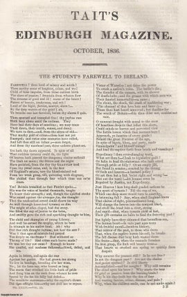 Item #361344 The Student's Farewell to Ireland. An original article from Tait's Edinburgh...
