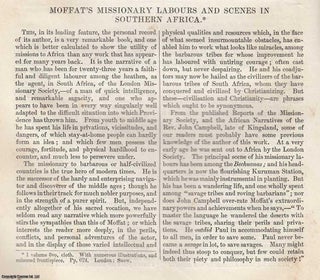 Item #361365 Moffat's Missionary Labours and Scenes in Southern Africa (Part 1). An original...