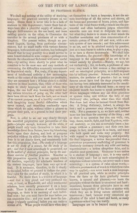 Item #361379 On The Study of Language. An original article from Tait's Edinburgh Magazine, 1842....