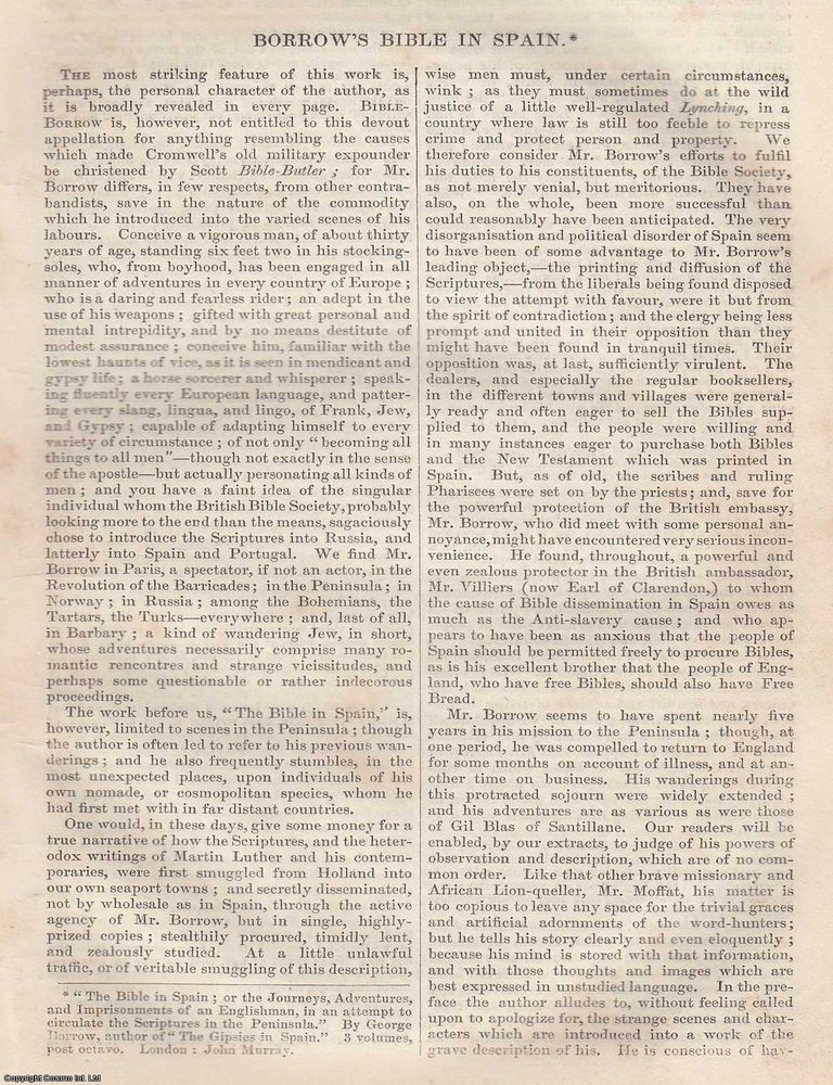 Item #361386 Borrow's Bible in Spain (Part 1). 10 pages. An article printed in 1843, written...