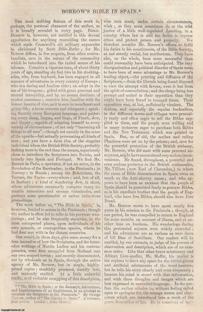 Item #361386 Borrow's Bible in Spain (Part 1). 10 pages. An article printed in 1843, written...