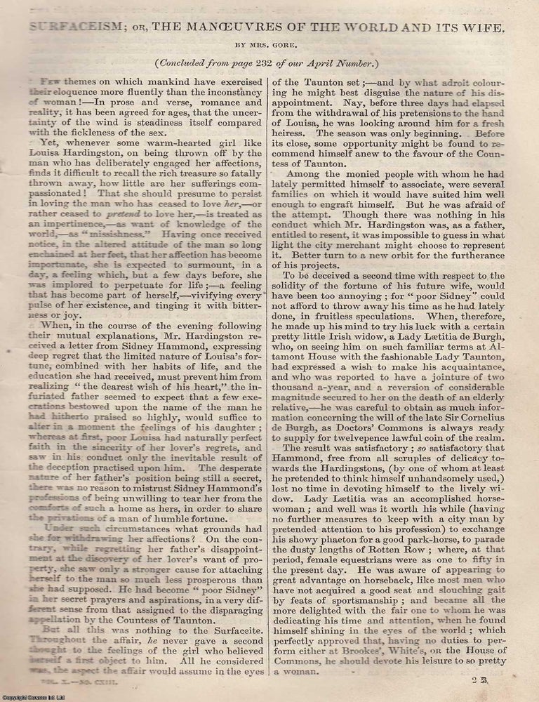 Item #361396 Surfaceism (Part 2, No. 2, concluded.). An original article from Tait's Edinburgh Magazine, 1843. Catherine Gore.
