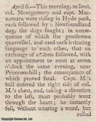 Item #361471 Primrose Hill Duel. Lt-Col. Montgomery and Capt. Macnamara. An original article from...