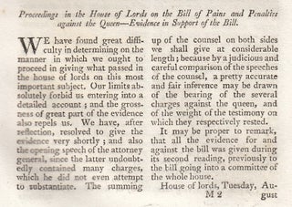 George IV and Caroline of Brunswick. The Pains and Penalties Bill 1820. An extensive original article from The New Annual Register for 1820.