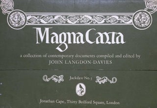 Item #361511 Magna Carta. Jackdaw 3. Facsimile documents, letters, and posters. Compiled, John...