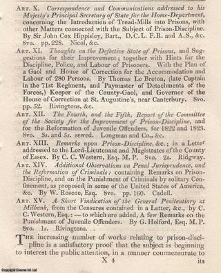 Item #361609 Concerning The Introduction of Tread-Mills into Prisons By Sir John Cox Hippisley...