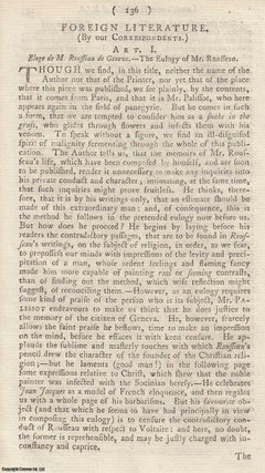 Item #361692 The Eulogy of Mr. Rousseau. An original article from the Monthly Review, 1779....