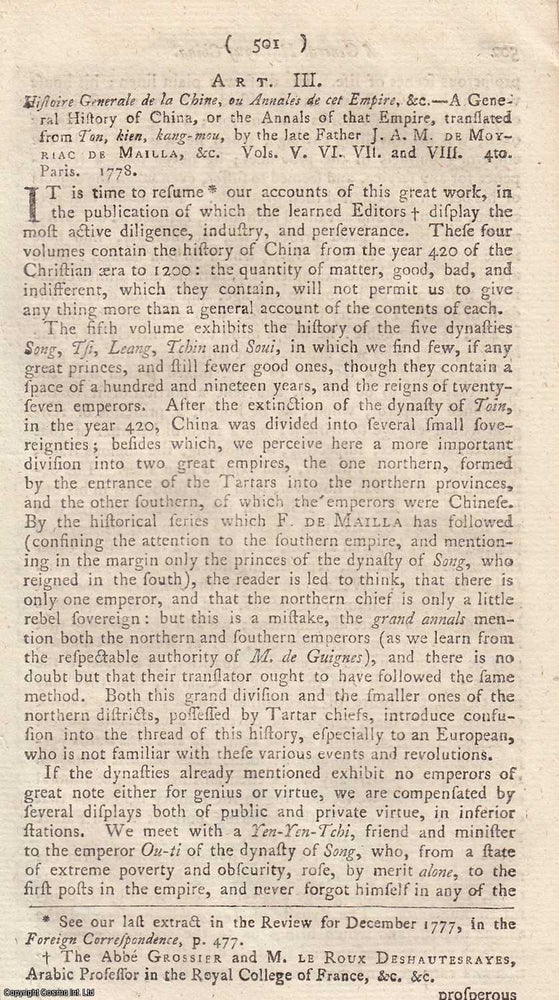 Item #361695 A General History of China, translated from Ton, kien, kang-mou, by J.A.M. De...