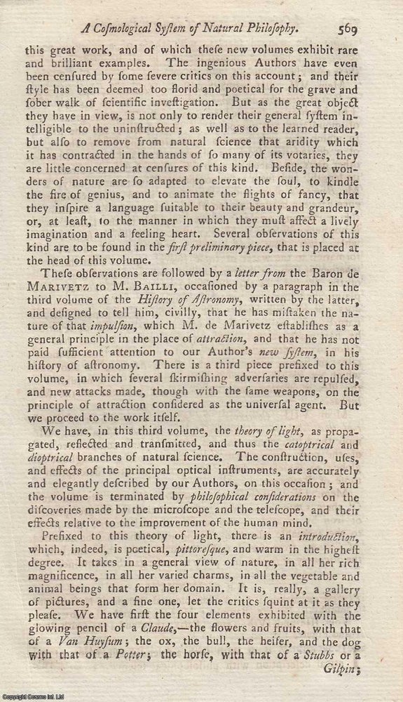 Item #361703 A Cosmological System of Natural Philosophy, by the Baron de Marivetz and M....