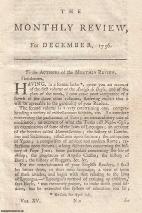 Item #361707 Analyse de Bayle. An original article from the Monthly Review, 1756. Author Not Stated