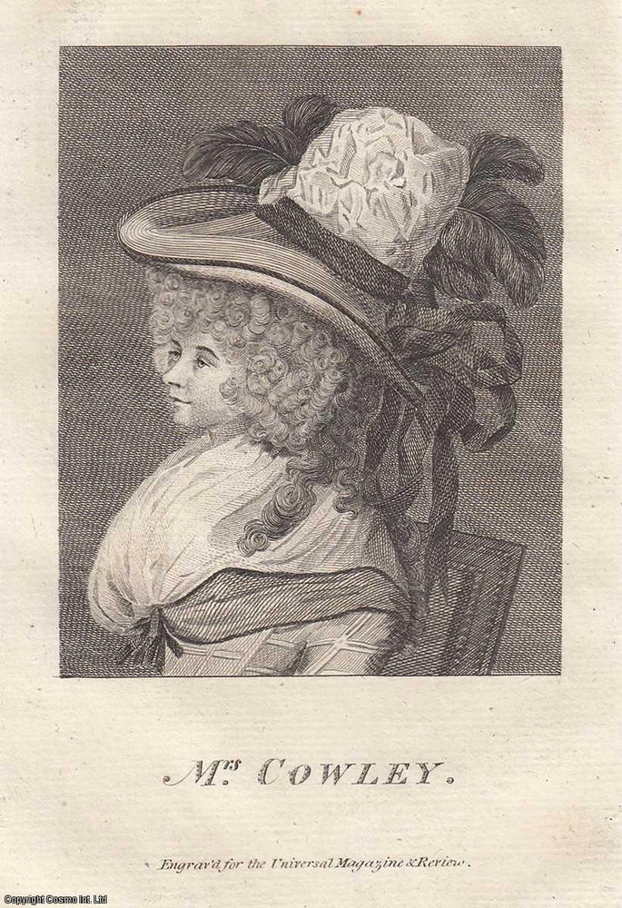 Item #361801 Engraving of Hannah Parkhouse Cowley. An attractive original copper engraving from...