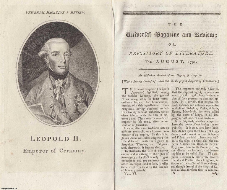 Item #361831 Portrait of Leopold II, Emperor of Germany, Holy Roman Emperor. An attractive...
