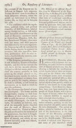 Item #361841 Memoirs of Great Britain and Ireland, by Sir John Dalrymple. An original review...