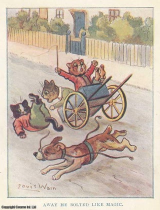 Item #361874 Louis Wain: Dr Grimalkin, Friskers and Tom falling out of a cart - printed in 1907....