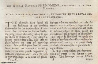 Item #361928 On Several Natural Phenomena, explained in a New Manner. An original article from...