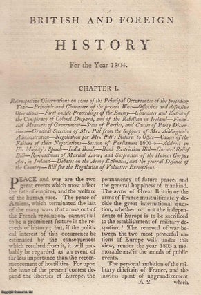Item #361999 British and Foreign History for the Year 1804. An original article from The New...