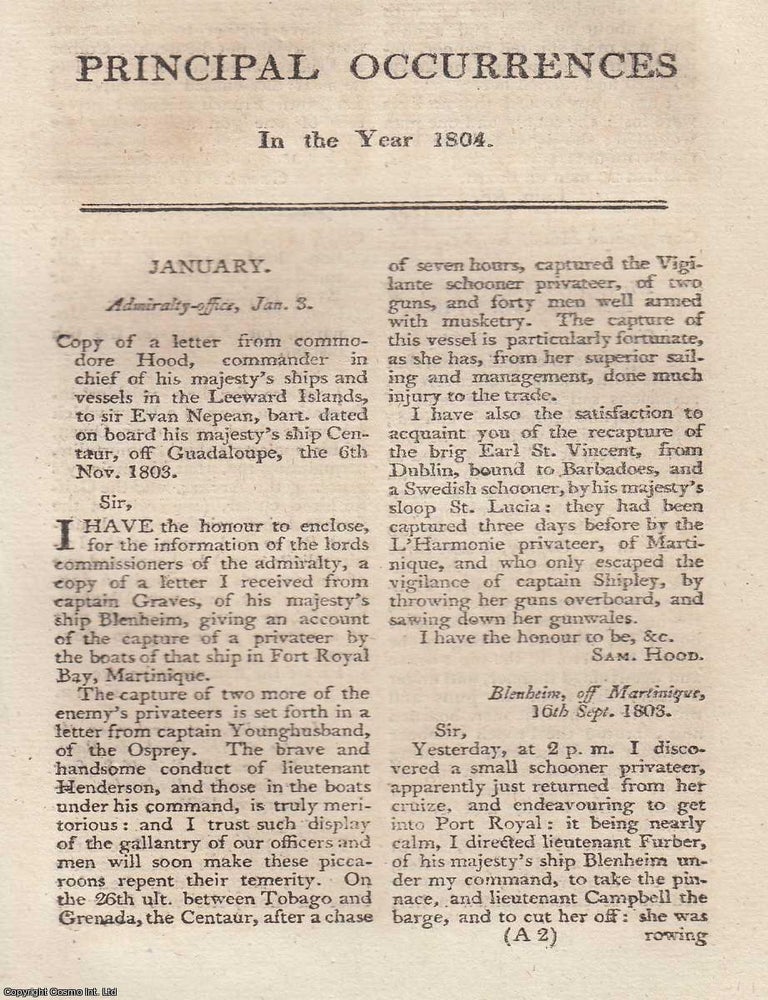 Item #362008 Principal Occurrences in the Year 1804. A large number of pieces regarding the...