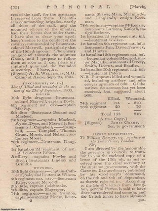 Principal Occurrences in the Year 1804. A large number of pieces regarding the Napoleonic wars at sea and on land, along with some North America related details. An original article from The New Annual Register for 1804.