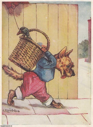 Item #362030 Louis Wain: A Yorkshire Terrier Dog, dressed, carrying a duck in a basket - printed...