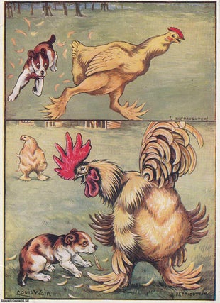 Item #362036 Louis Wain: a dog chasing a chicken, followed by Retribution - printed in 1920. An...
