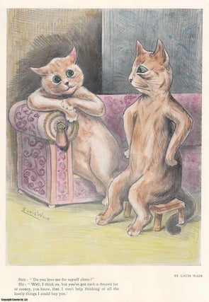 Item #362042 Louis Wain: a pair of cats in love - undated, but likely 1980s. A coloured cat print...