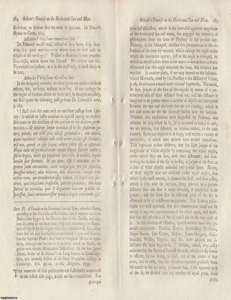 Item #362264 A Treatise on The Horizontal Sun and Moon, wherein is shown, according to The...