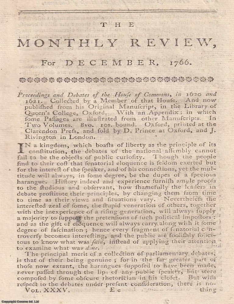 Item #362345 Proceedings and Debates of The House of Commons, in 1620 and 1621. 1766....