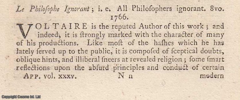 Item #362349 All Philosophers Ignorant. 1766. A SATIRE ON PHILOSOPHICAL PRETENSION