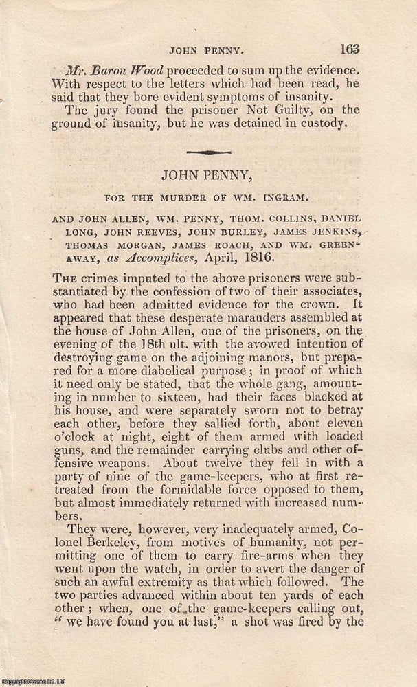 Item #362489 A Gang Murder Exposed: The Trial of John Penny and Ten Accomplices for the Killing...