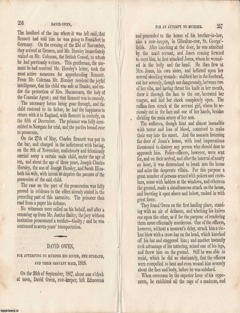 Item #362494 A Family Attack Averted: The Trial of David Owen for Attempted Murder, 1818. An...