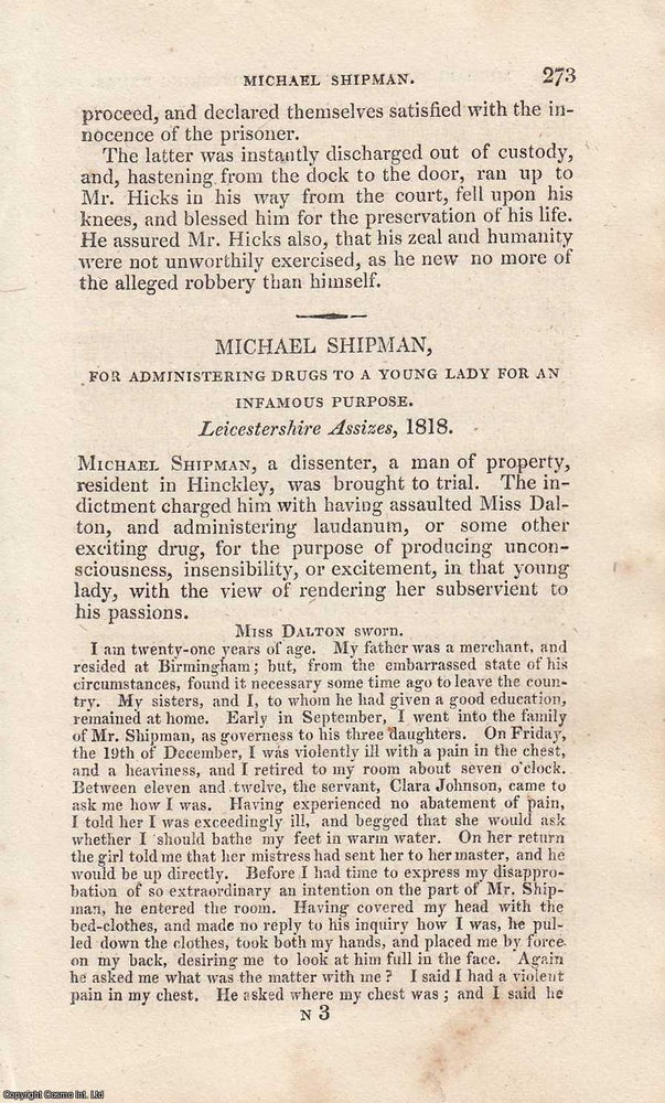 Item #362496 A Case at the Leicestershire Assizes: The Trial of Michael Shipman for Administering...