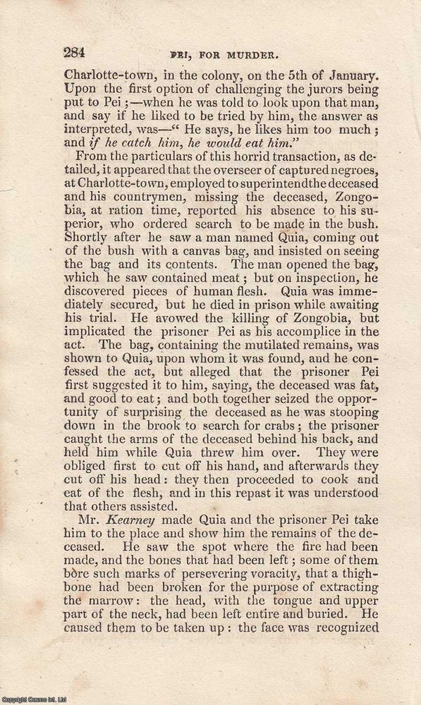 Item #362497 A Sierra Leone Courtroom: The Trial of Pei for Murder and Alleged Cannibalism, 1819....