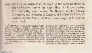 Item #362516 The Trial of Major John Oneby, for the Murder of William Gower, Esq, 1726. An...