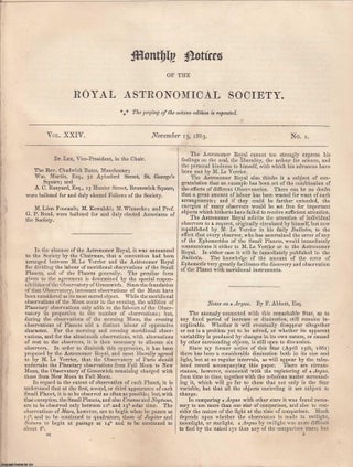 Item #362535 Vol XXIV. Monthly Notices of the Royal Astronomical Society, 1863. Royal...
