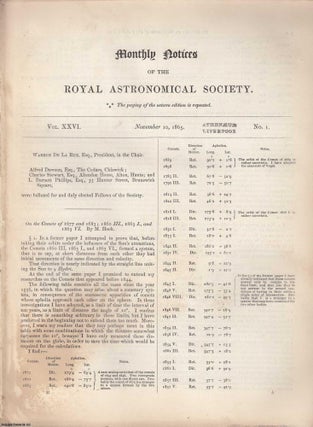 Vol XXVI. Monthly Notices of the Royal Astronomical Society, 1865. Royal Astronomical Society.