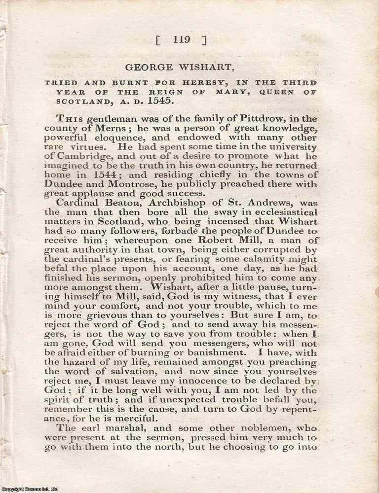 Item #362583 A Scottish Martyrdom: The Trial and Execution of George Wishart for Heresy in the...
