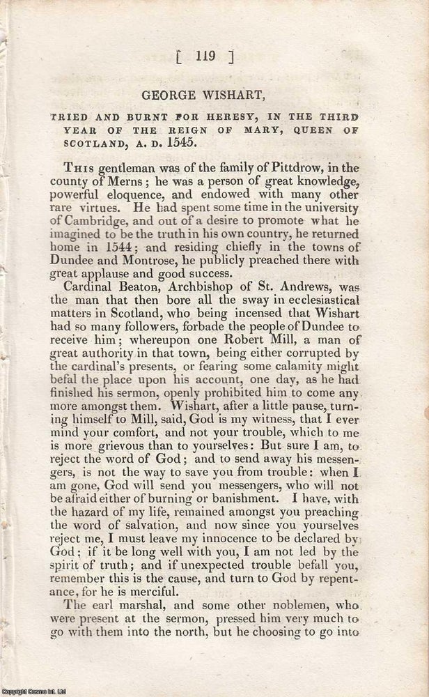 Item #362583 A Scottish Martyrdom: The Trial and Execution of George Wishart for Heresy in the...